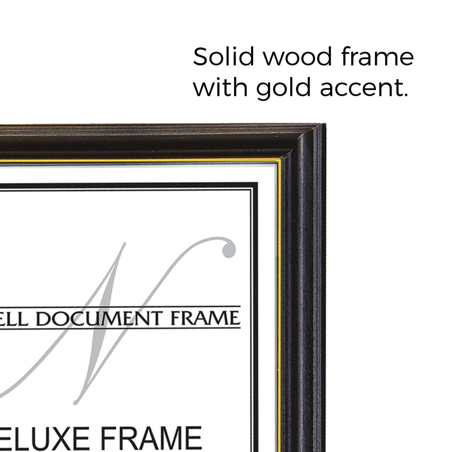 Deluxe Document Frame, 8.5" x 11", Black with Gold Trim