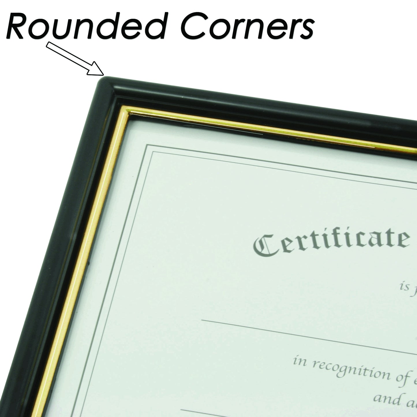 EZ Mount Document Frame, Glass, 8" x 10", Black with Gold