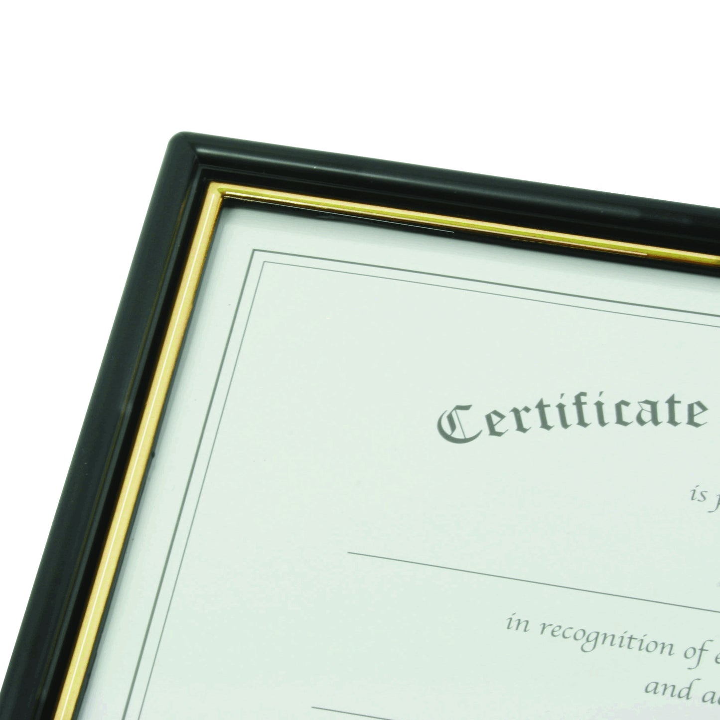 EZ Mount Document Frame, Glass, 8.5" x 11", Black with Gold