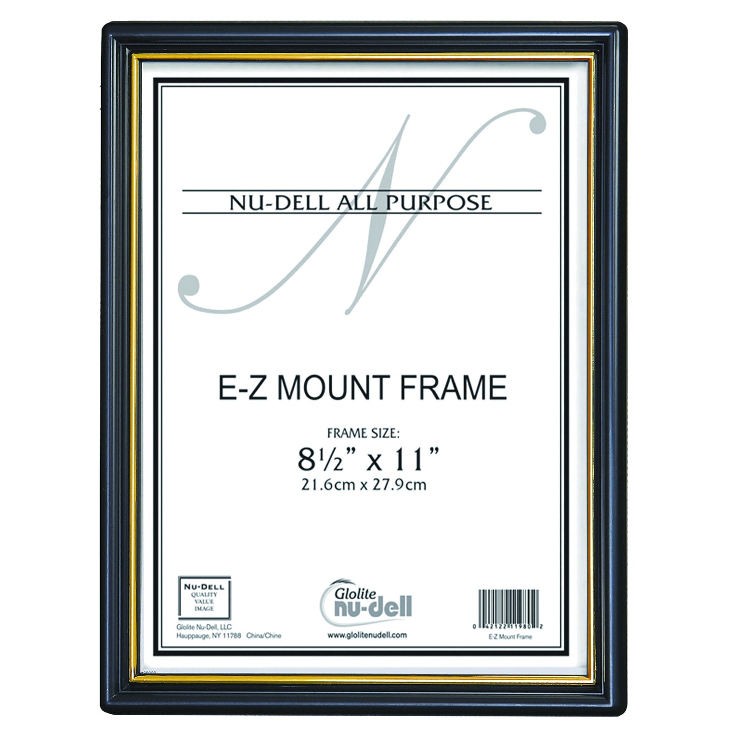 EZ Mount Document Frame 8.5" x 11", Black with Gold Trim, 3 Pack