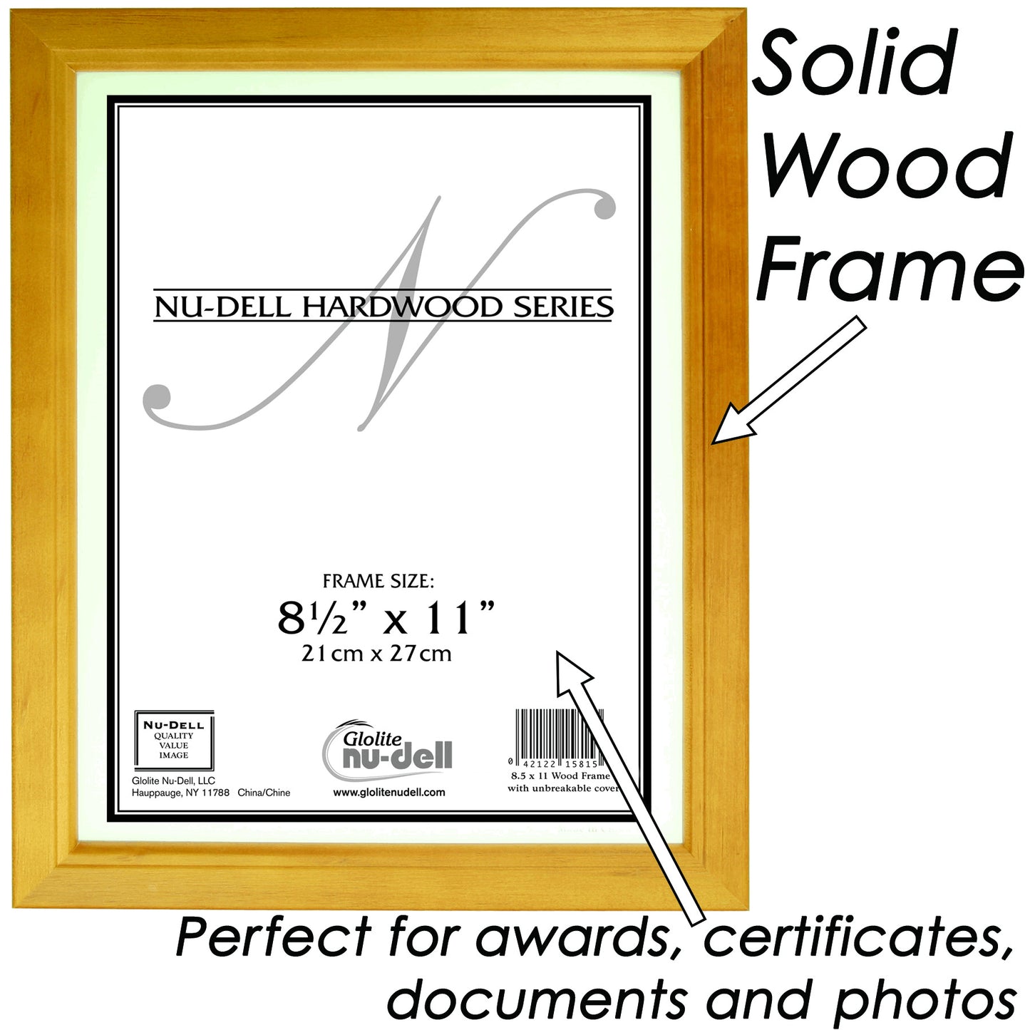 Traditional Solid Hardwood Frame 8.5" x 11", Natural Finish