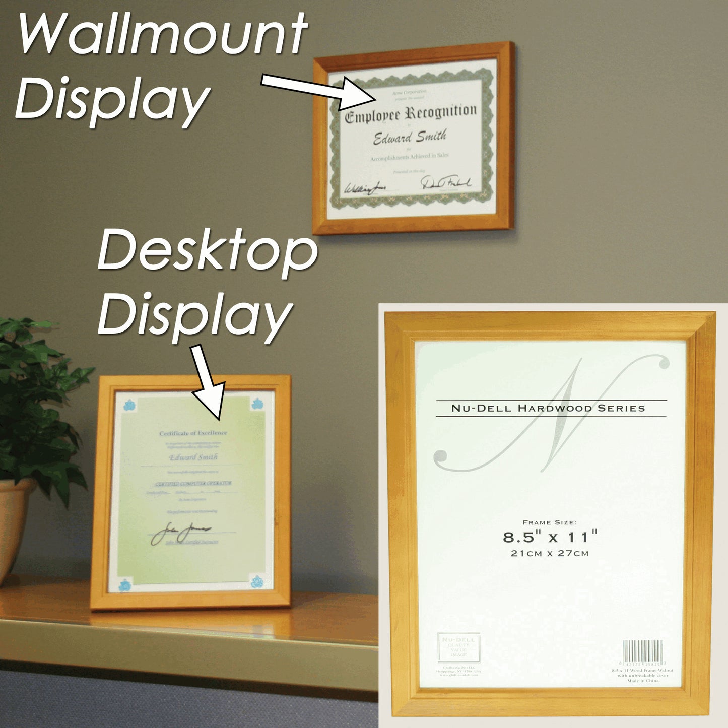 Traditional Solid Hardwood Frame 8.5" x 11", Natural Finish