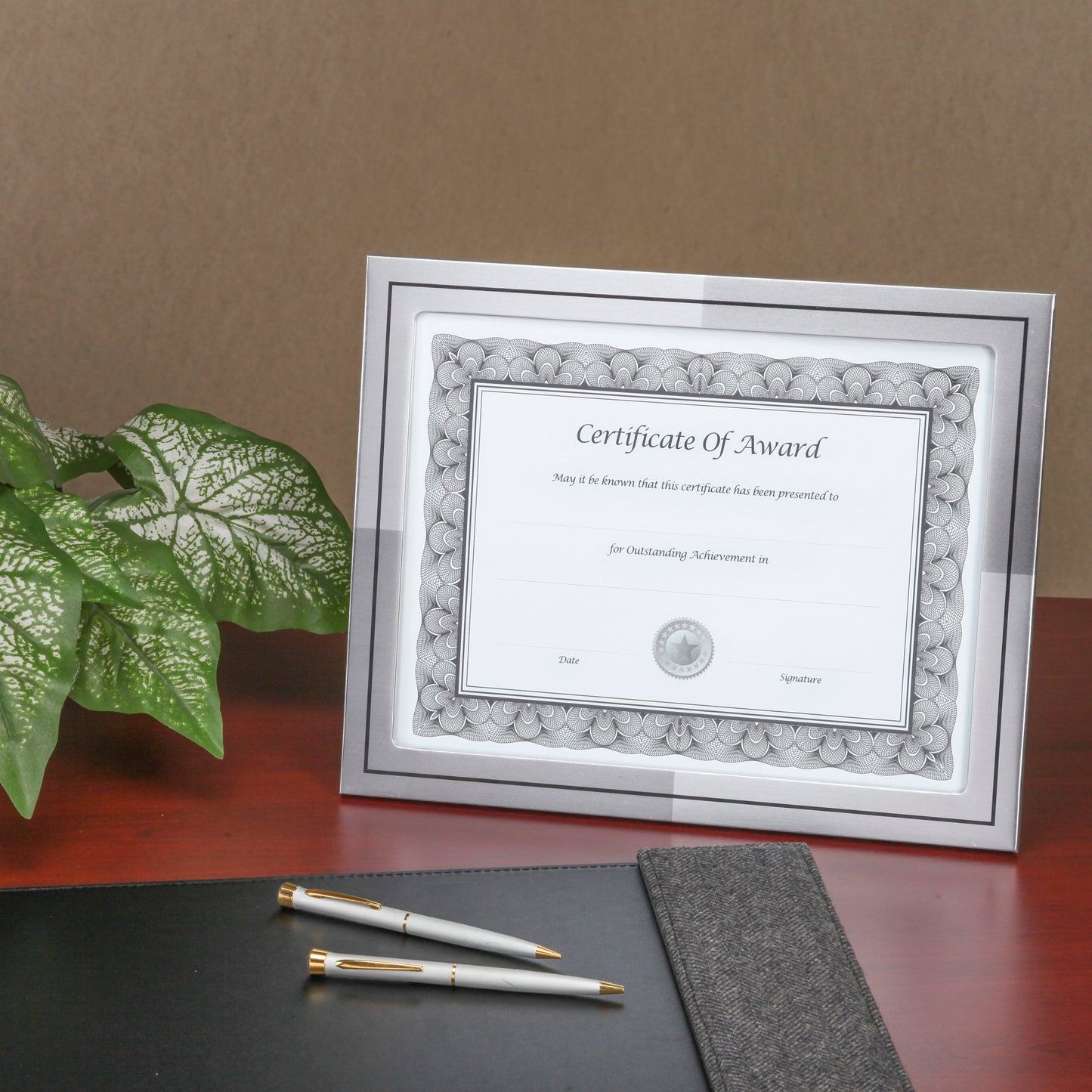 Metal Document & Photo Frame 8.5" x 11, Silver with Black Trim