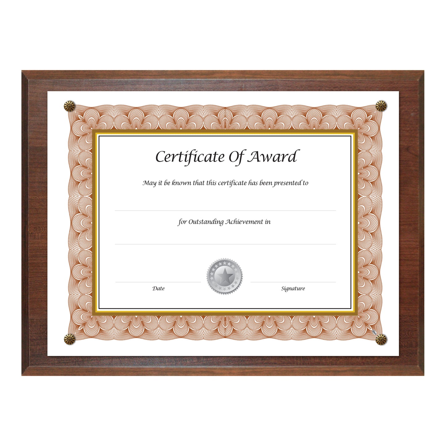 Economical Award Plaque Series 8.5" x 11" Insert Walnut Plaque