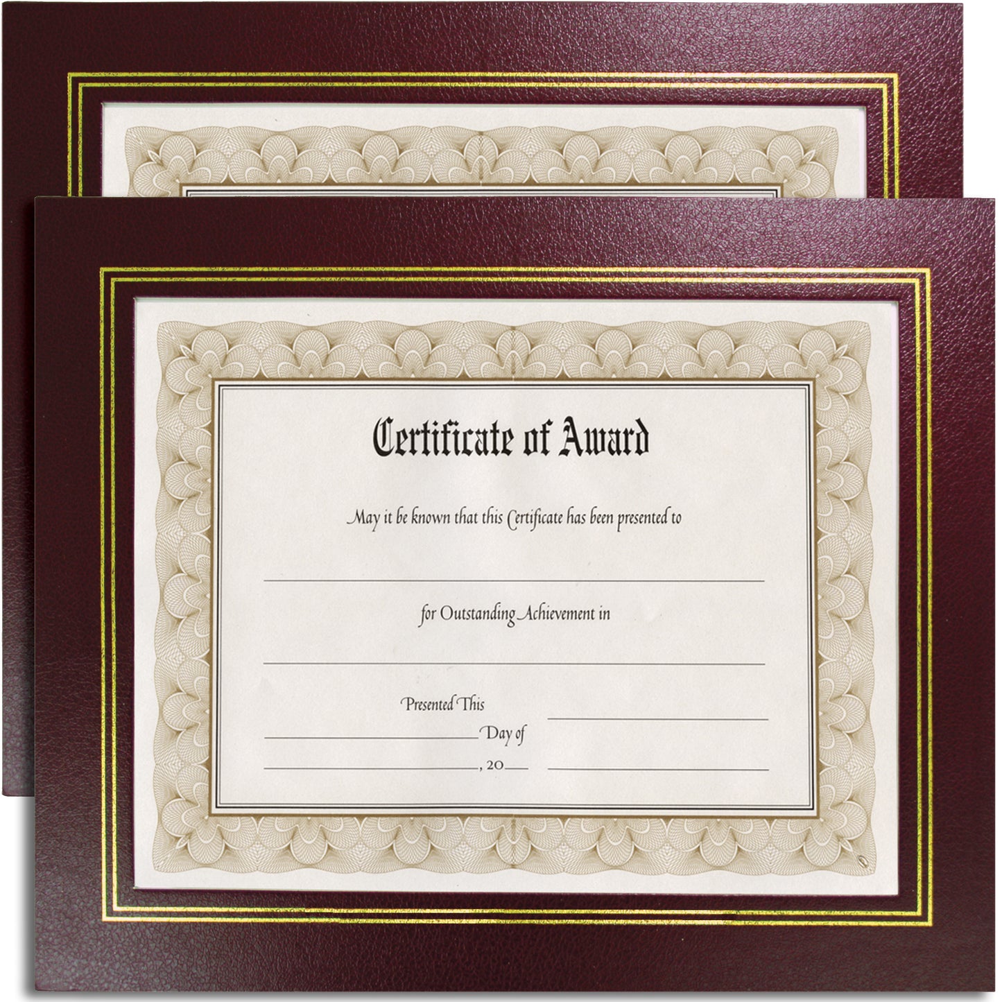 Leather Grain Certificate Frame 8.5" x 11", Burgundy, 2 Pack