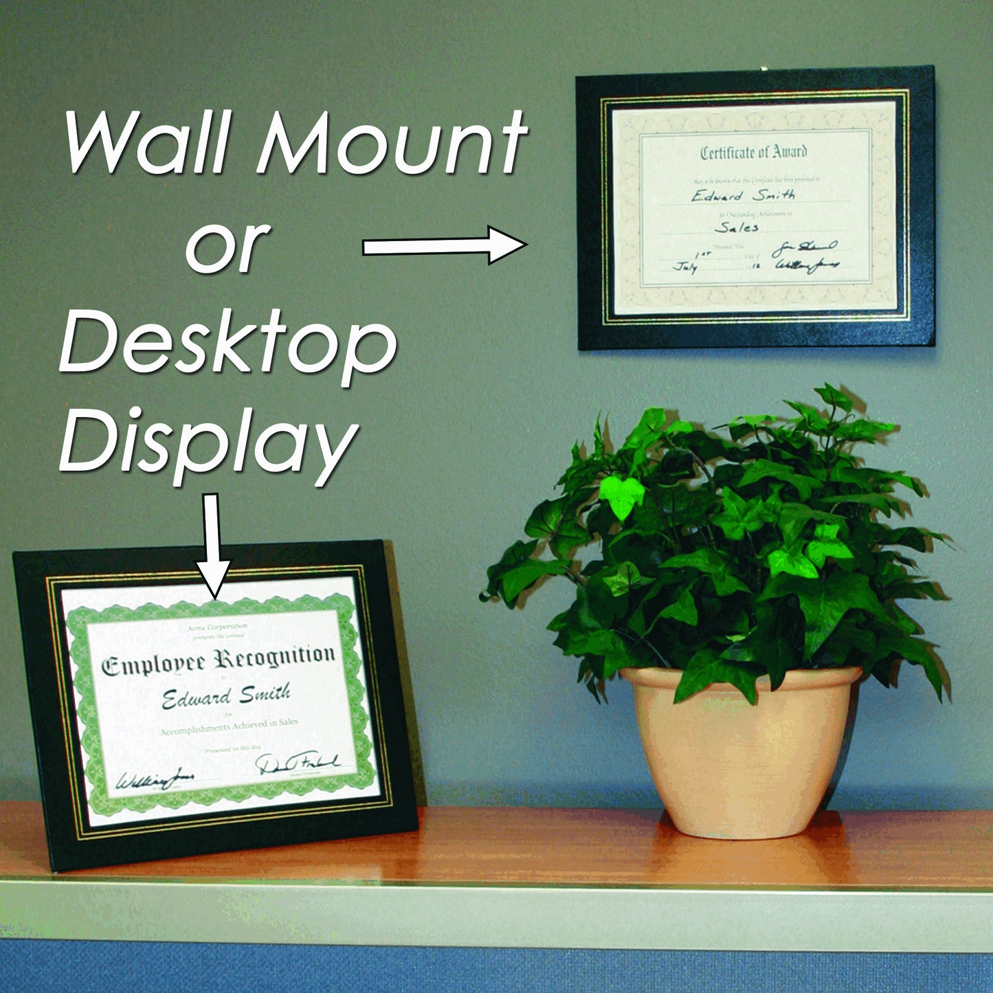 Leather Grain Certificate Frame 8.5" x 11", Black, 2 Pack