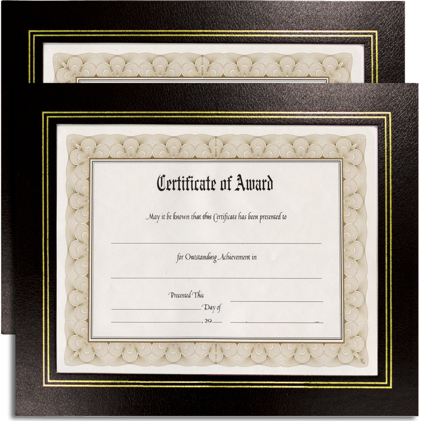 Leather Grain Certificate Frame 8.5" x 11", Black, 2 Pack