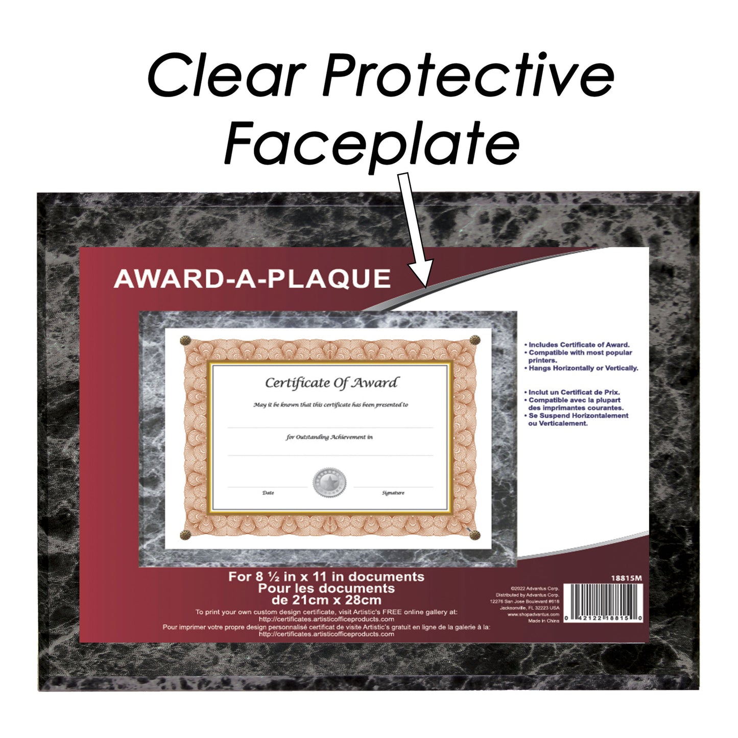 Economical Award Plaque Series 8.5" x 11" Insert Black Marble Plaque