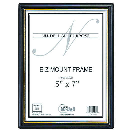 EZ Mount Document Frame 5 x 7, Black with Gold