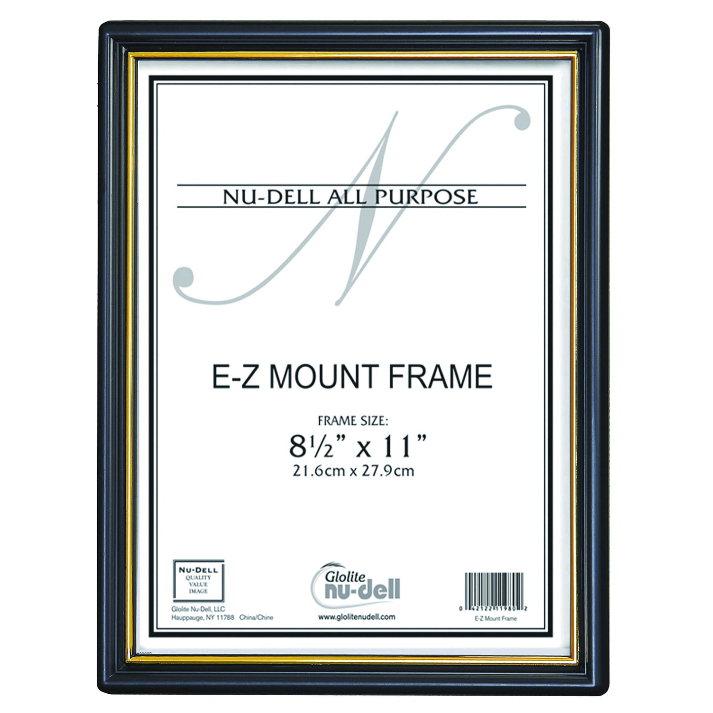 EZ Mount Document Frame 8.5" x 11", Black with Gold Trim, 3 Pack