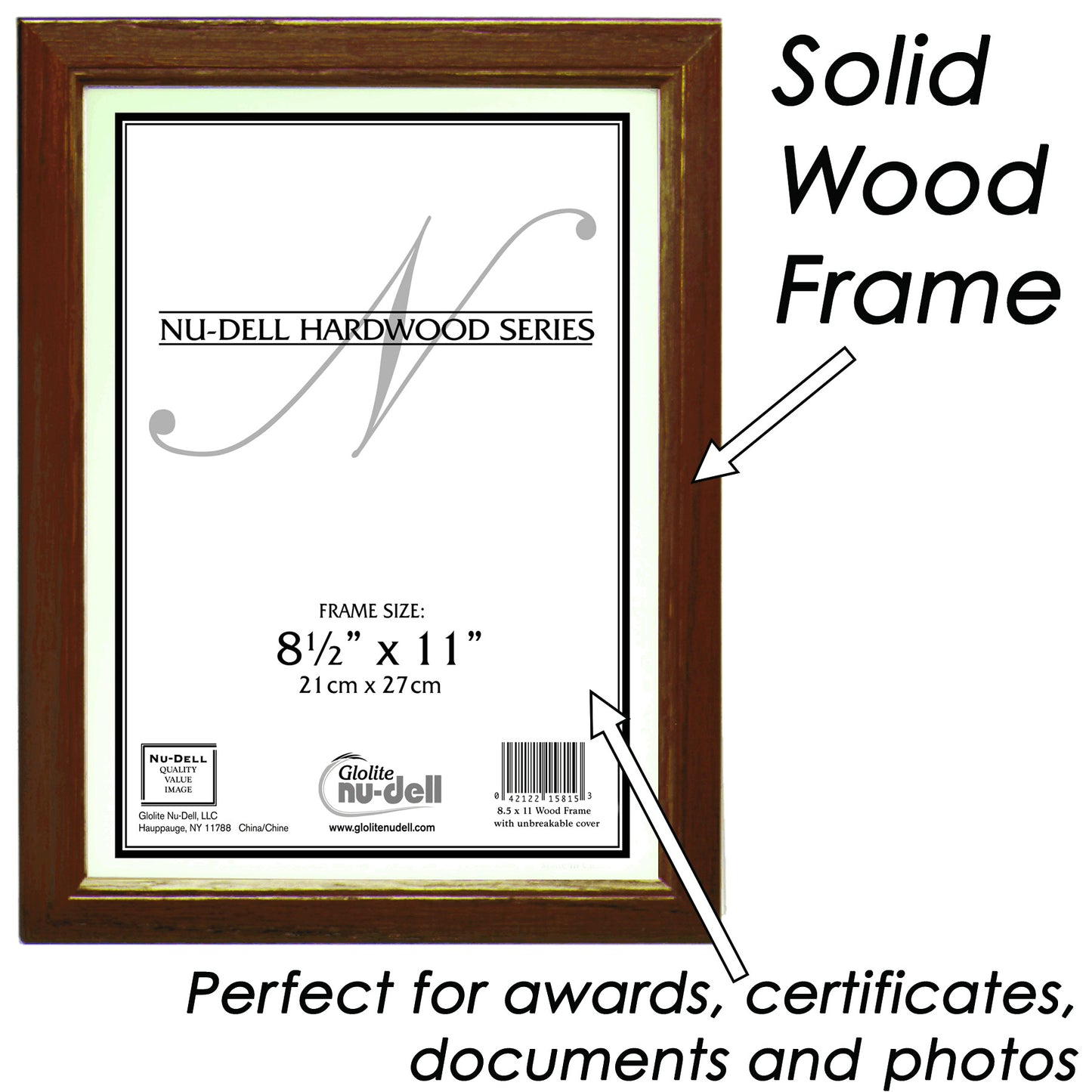 Traditional Solid Hardwood Frame 8.5" x 11", Walnut Finish