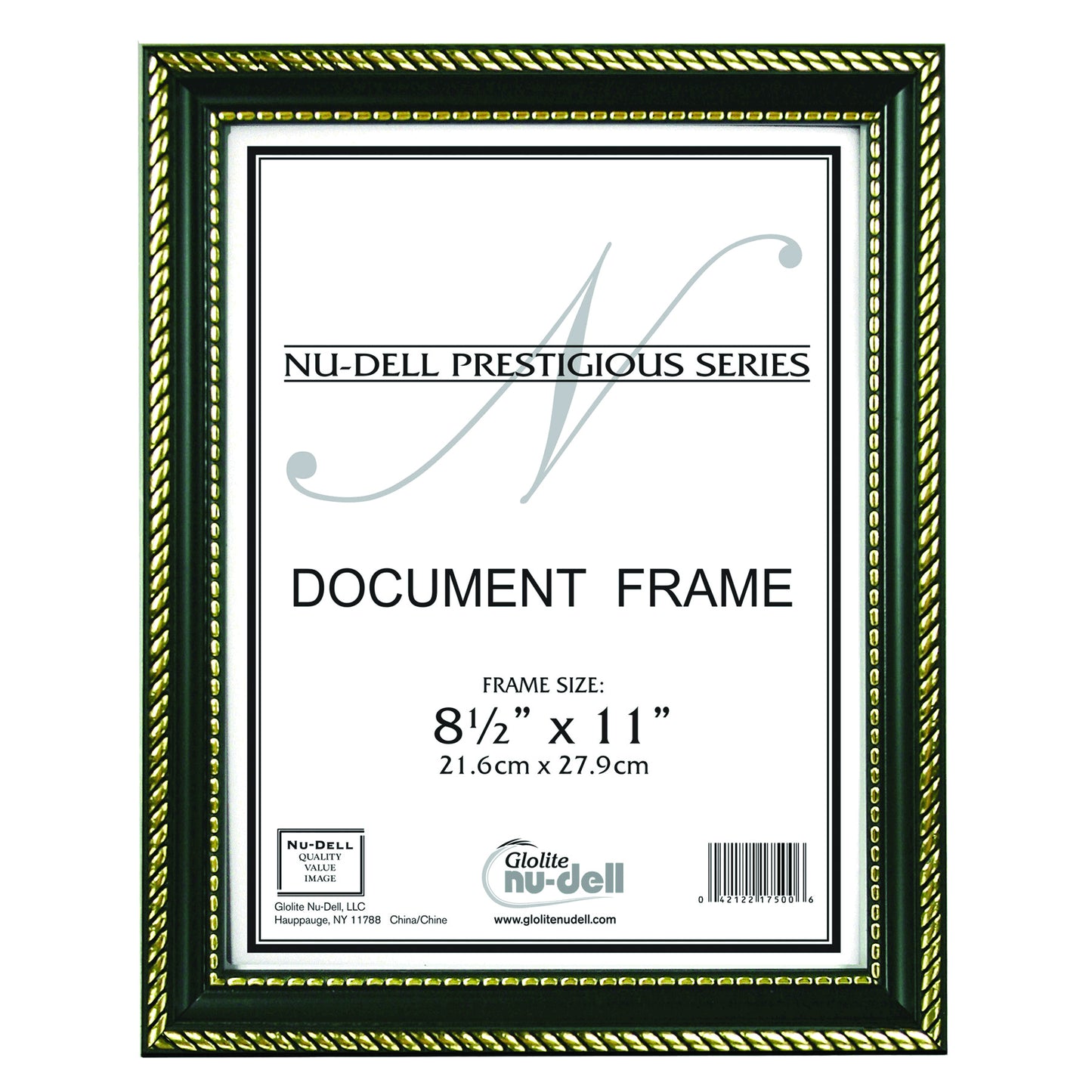 Prestigious Traditional Document Black & Gold Frame with Glass Cover 8.5" x 11"