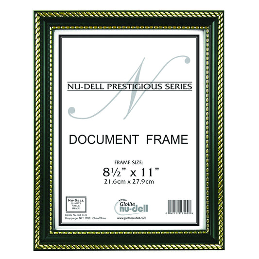Prestigious Traditional Document Black & Gold Frame with Glass Cover 8.5" x 11"
