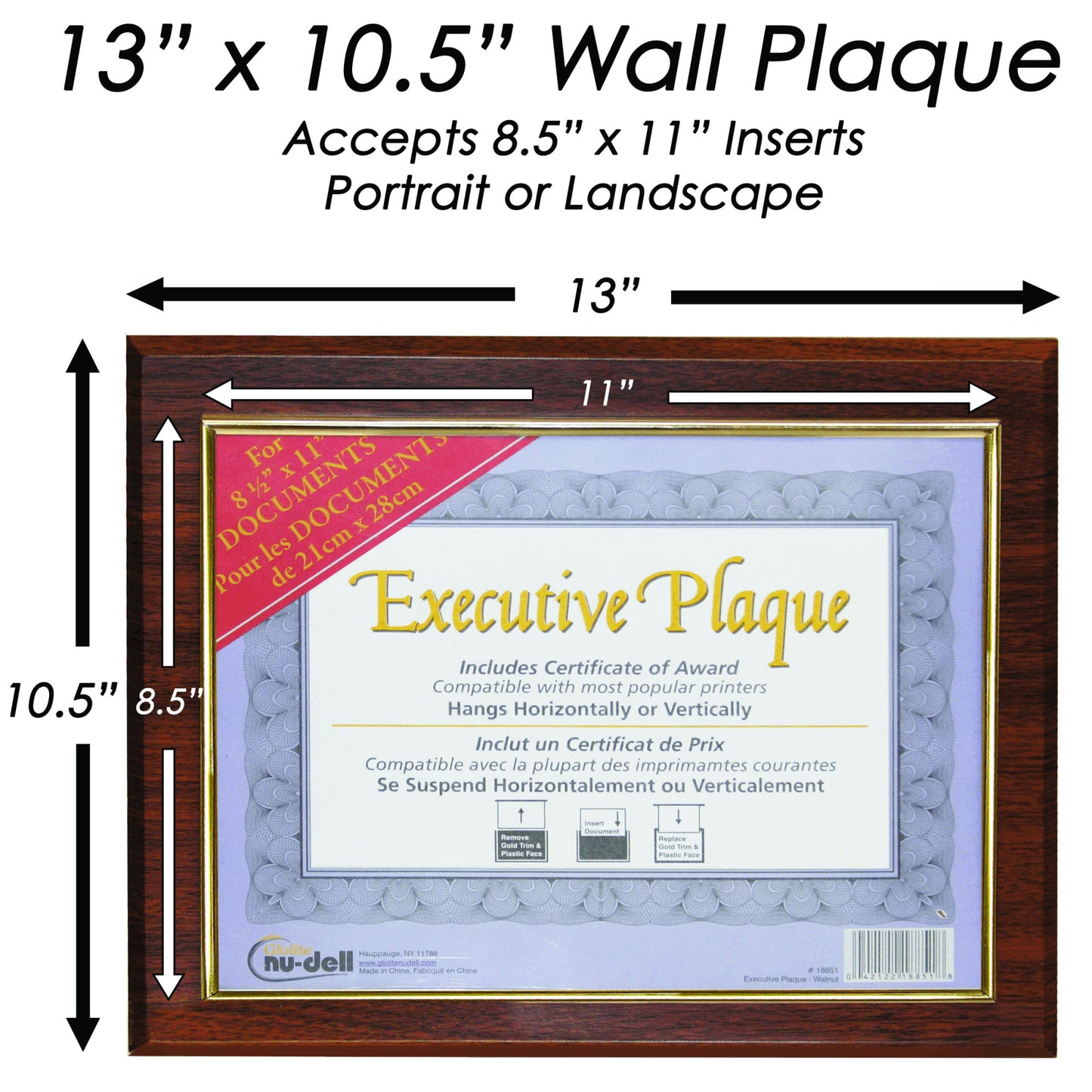 Prestige Executive Award Plaque Walnut Color