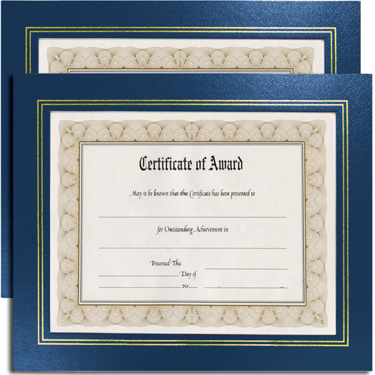 Leather Grain Certificate Frame 8.5" x 11",  Blue, 2 Pack