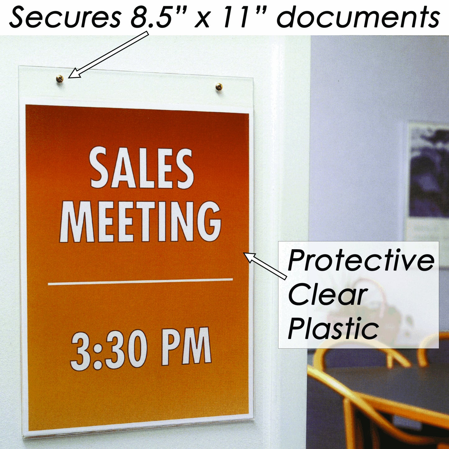 Portrait Wall Mount Clear Plastic Sign Holder 8.5" x 11"