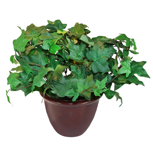 Artificial Ivy Plant with Mahogany Fiberglass Vase